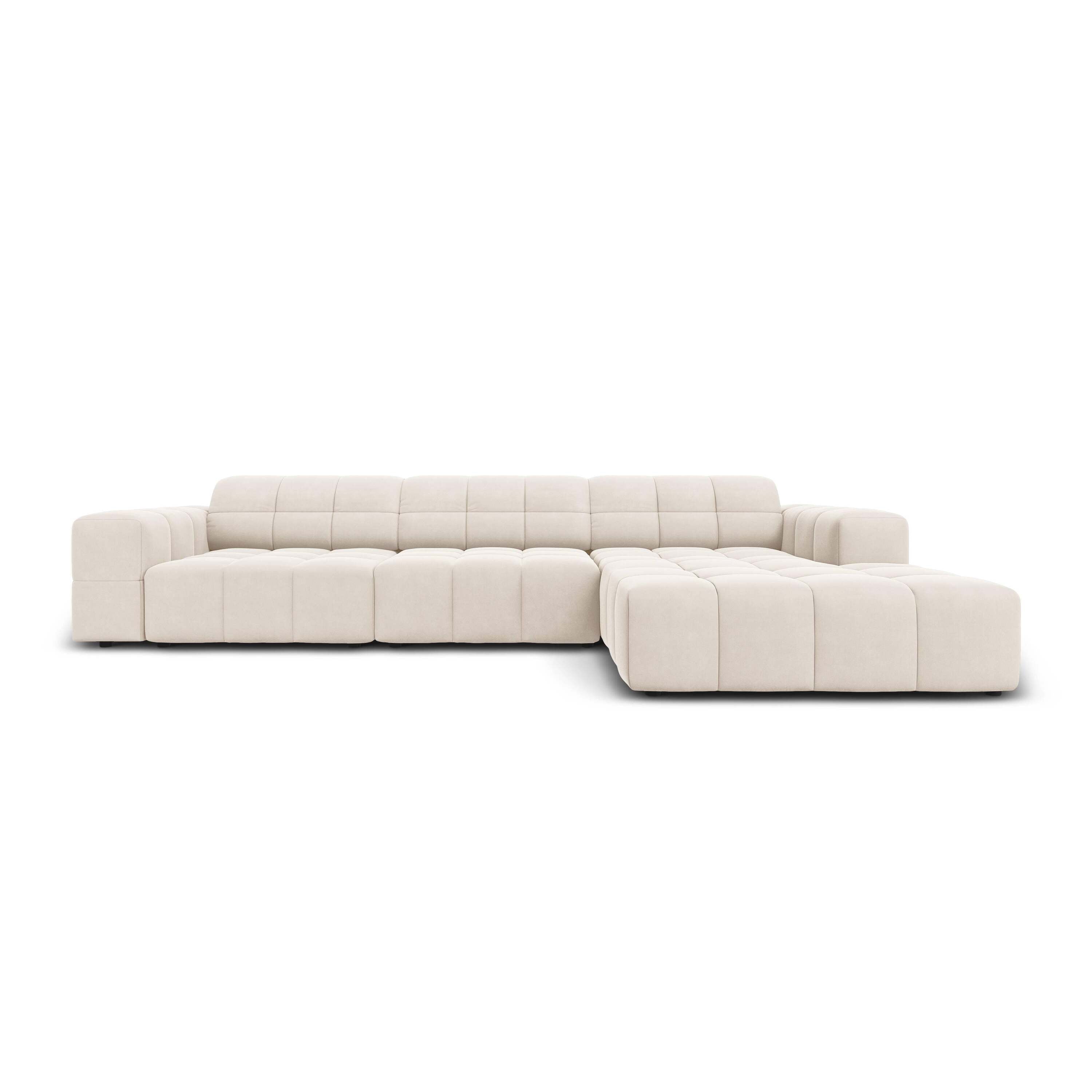 Cosmopolitan Design Chicago Hoekbank met Chaise Longue Rechts - Velvet - CrÃ¨me