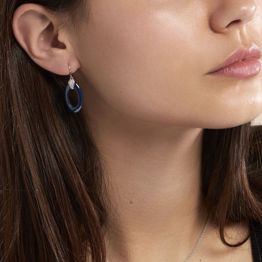 Boucles D'oreilles Pendantes Peer Argent Blanc Oxyde De Zirconium