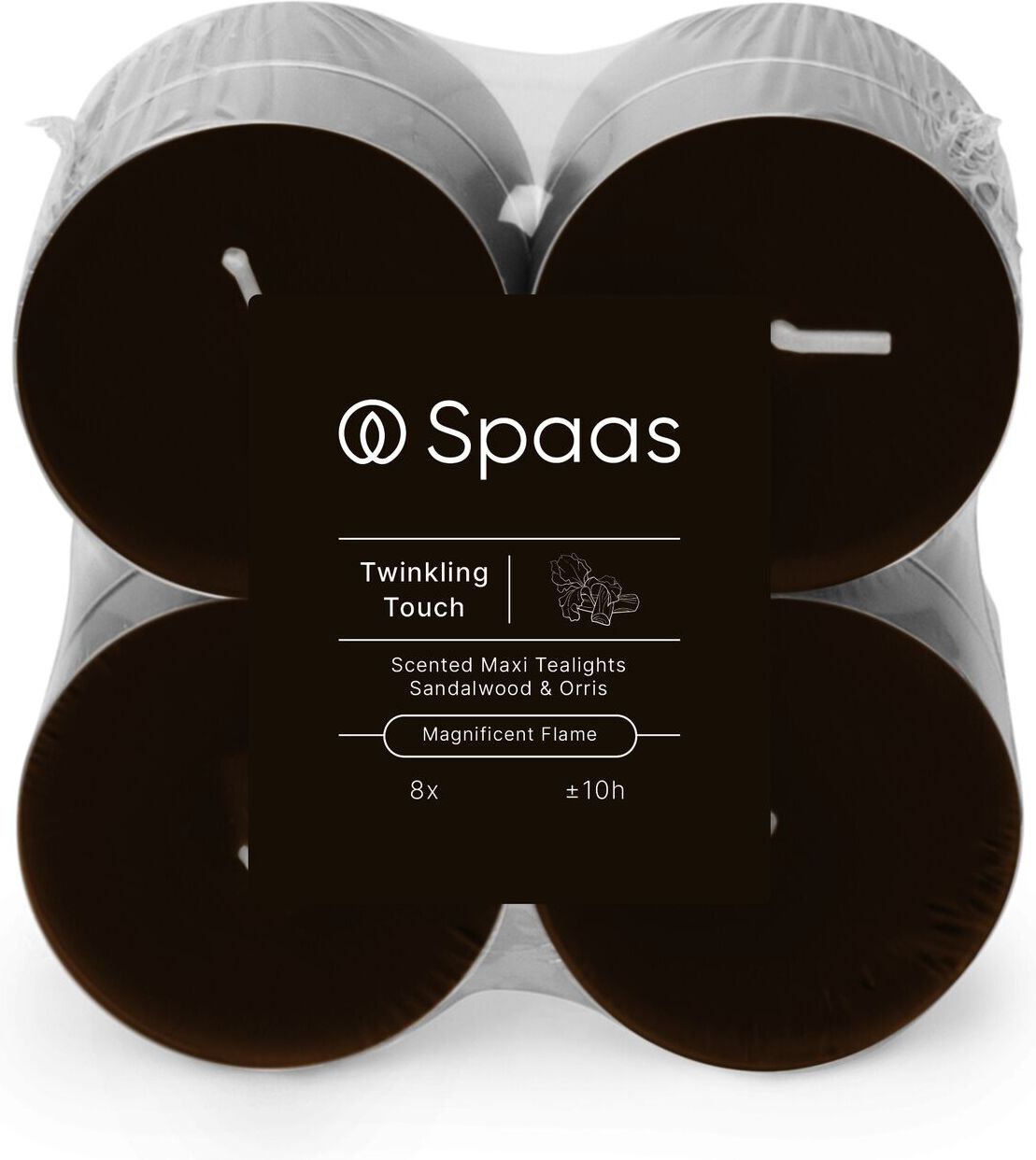Spaas geurkaars Essential collection Twinkling Touch bruin 10 uur D 6 H 2,1 cm 8 stuks