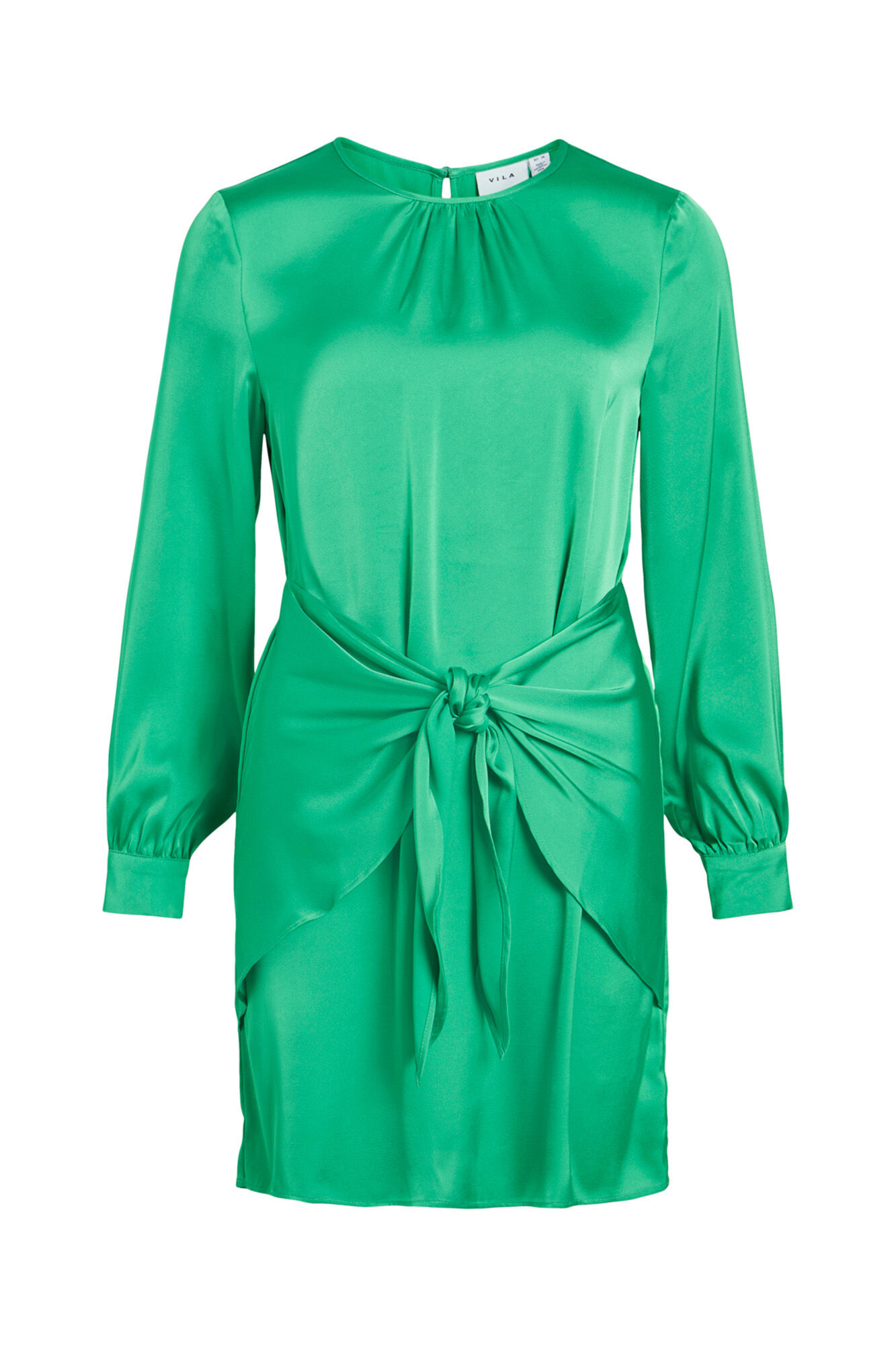 Vestido curto de manga comprida. - Verde
