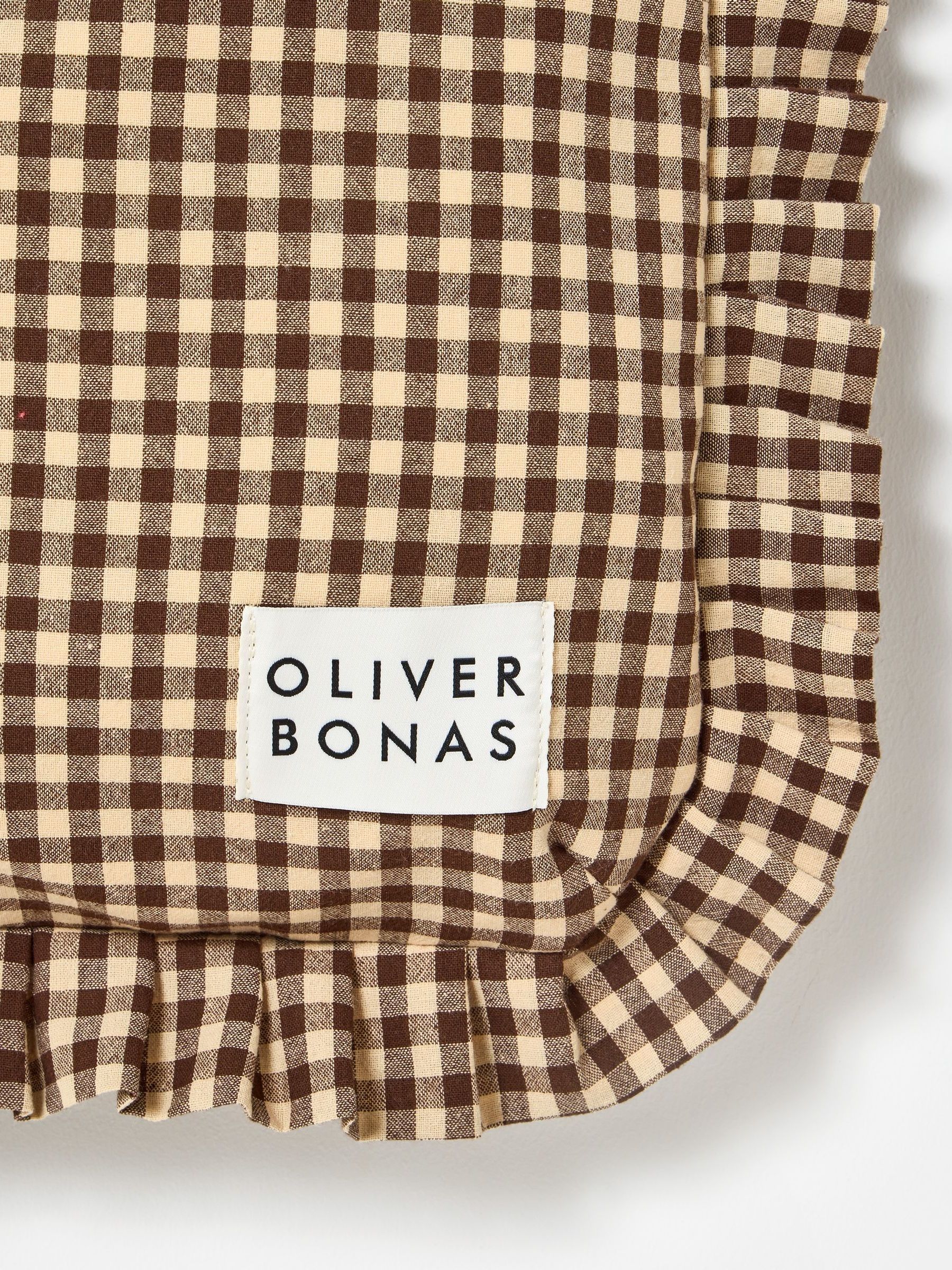 Oliver Bonas Gingham Ruffle Tote Bag