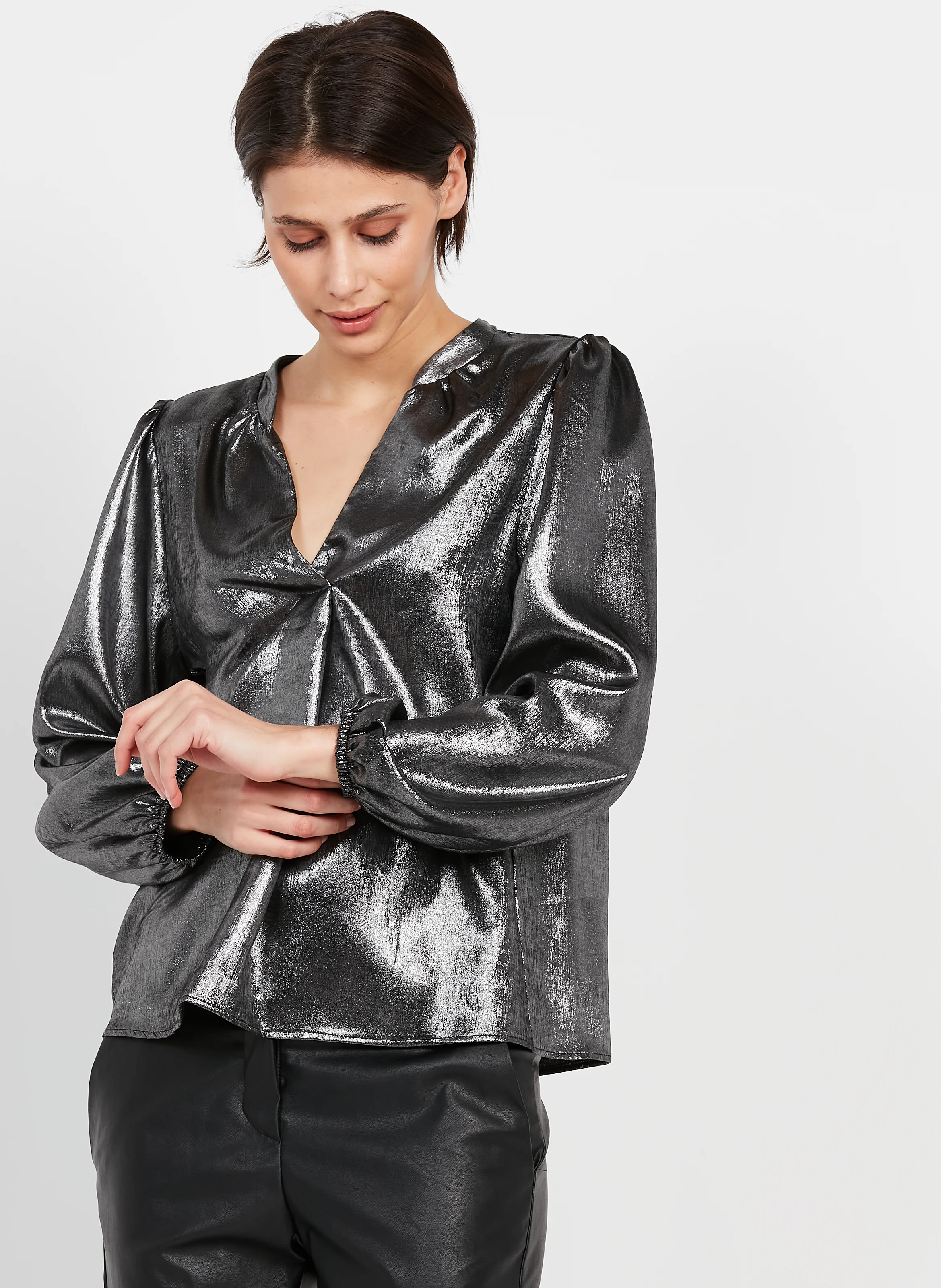 Top encolure V fluide | Noir