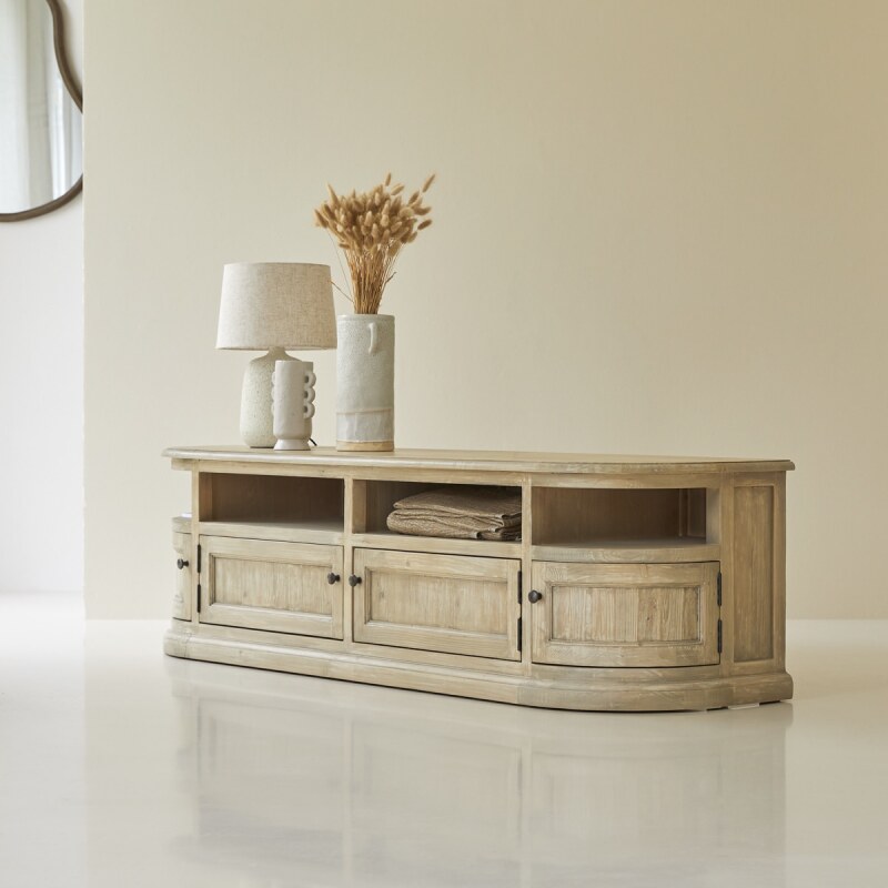 Meuble TV en bois de pin Celeste H 50 x L 180 x P 50 cm