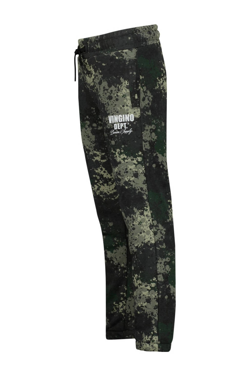 Vingino relaxed joggingbroek Sastin met all over print donkergroen
