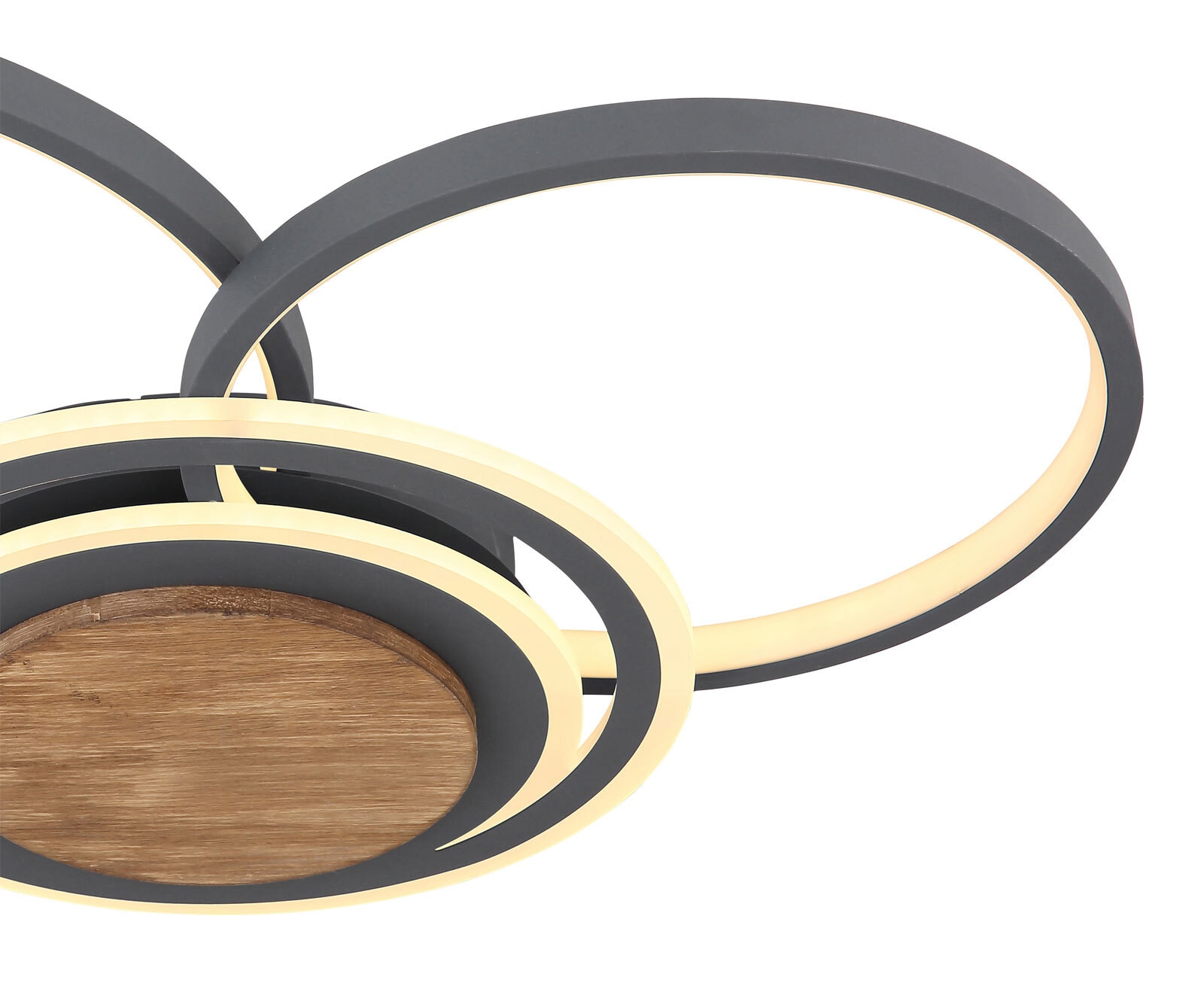 NIRRA Deckenlampe braun, grau 67256-40, B/H/T: 65 x 10 x 45 cm, Kunst., Metall, Holz