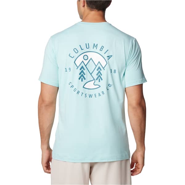T-shirt randonnée COLUMBIA KWICK HIKE BACK GRAPHIC SHORT SLEEVE TEE CANTEEN HEATHER/MOUNTAINAIR