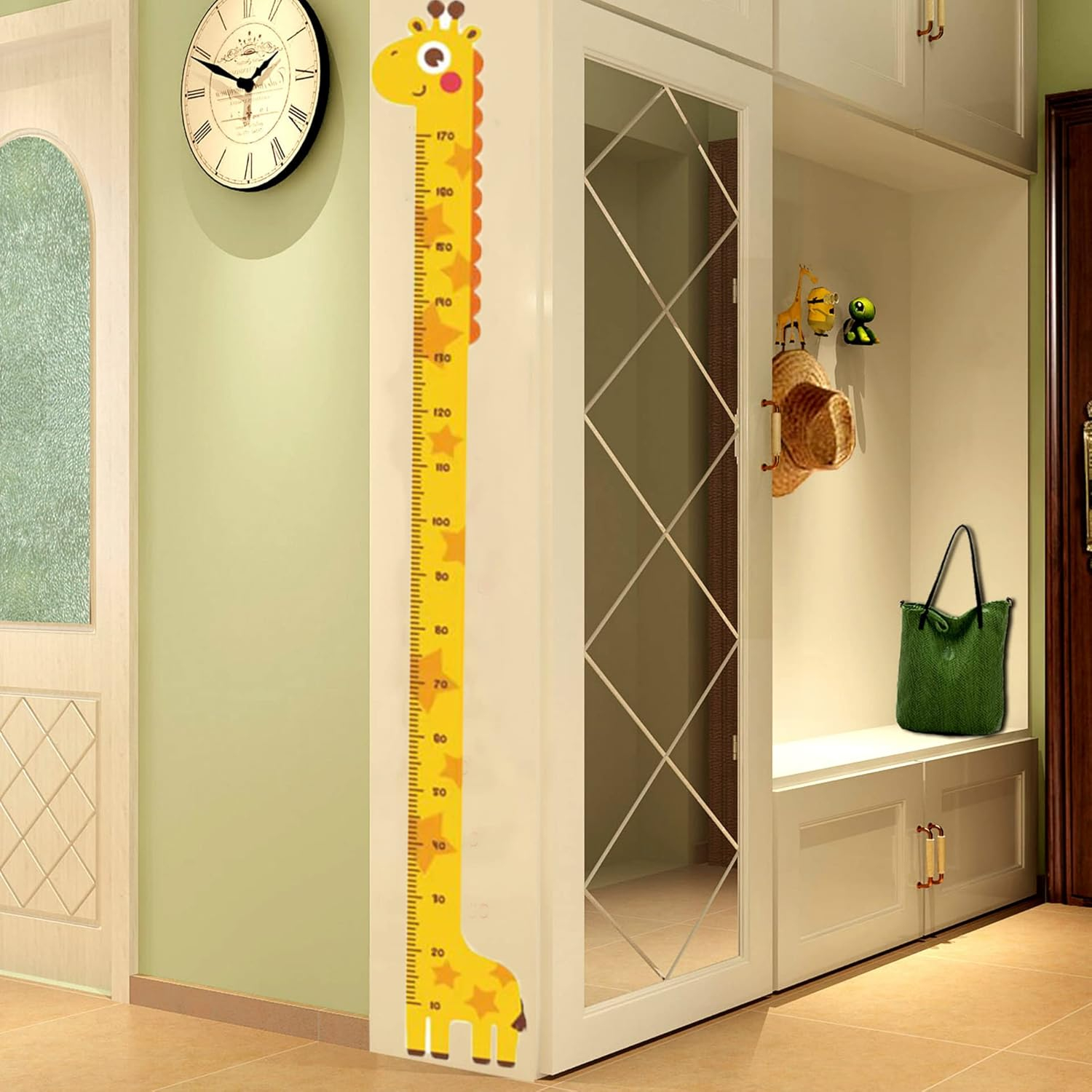 (10-170cm) Wandtattoo Kinderzimmer Aufkleber Wachstum Diagramm Deko Wandsticker - Giraffe