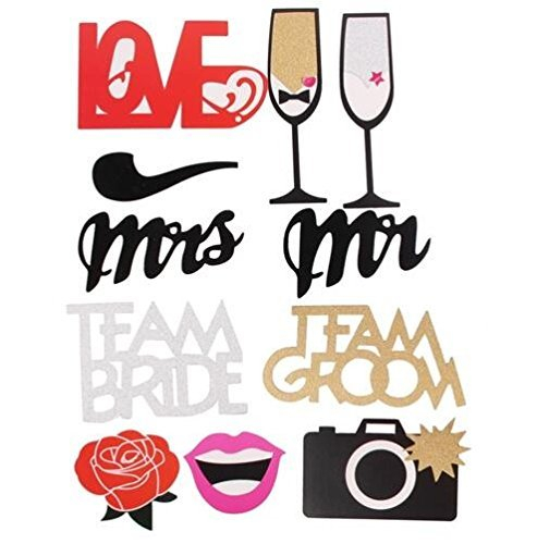 (31er Set) Photo Booth Fotorequisiten Hochzeit Party Foto Accessoires Dekorationen für lustige Bilder - Mr. / Mrs.