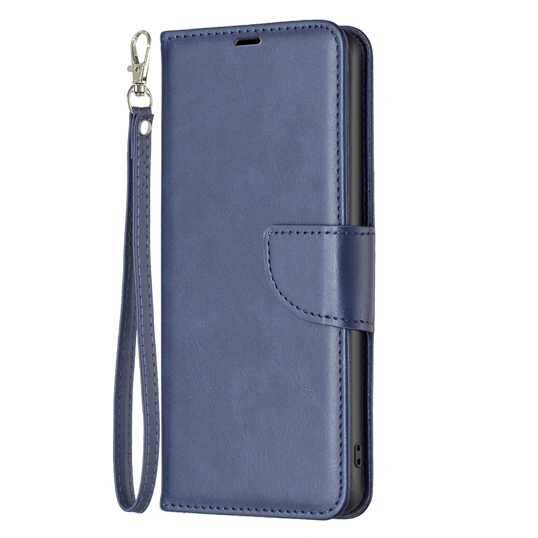 Samsung Galaxy S24 FE Leder Tasche Flip Cover mit Kartenfächer Vintage Look   Trageschlaufe - Dunkelblau