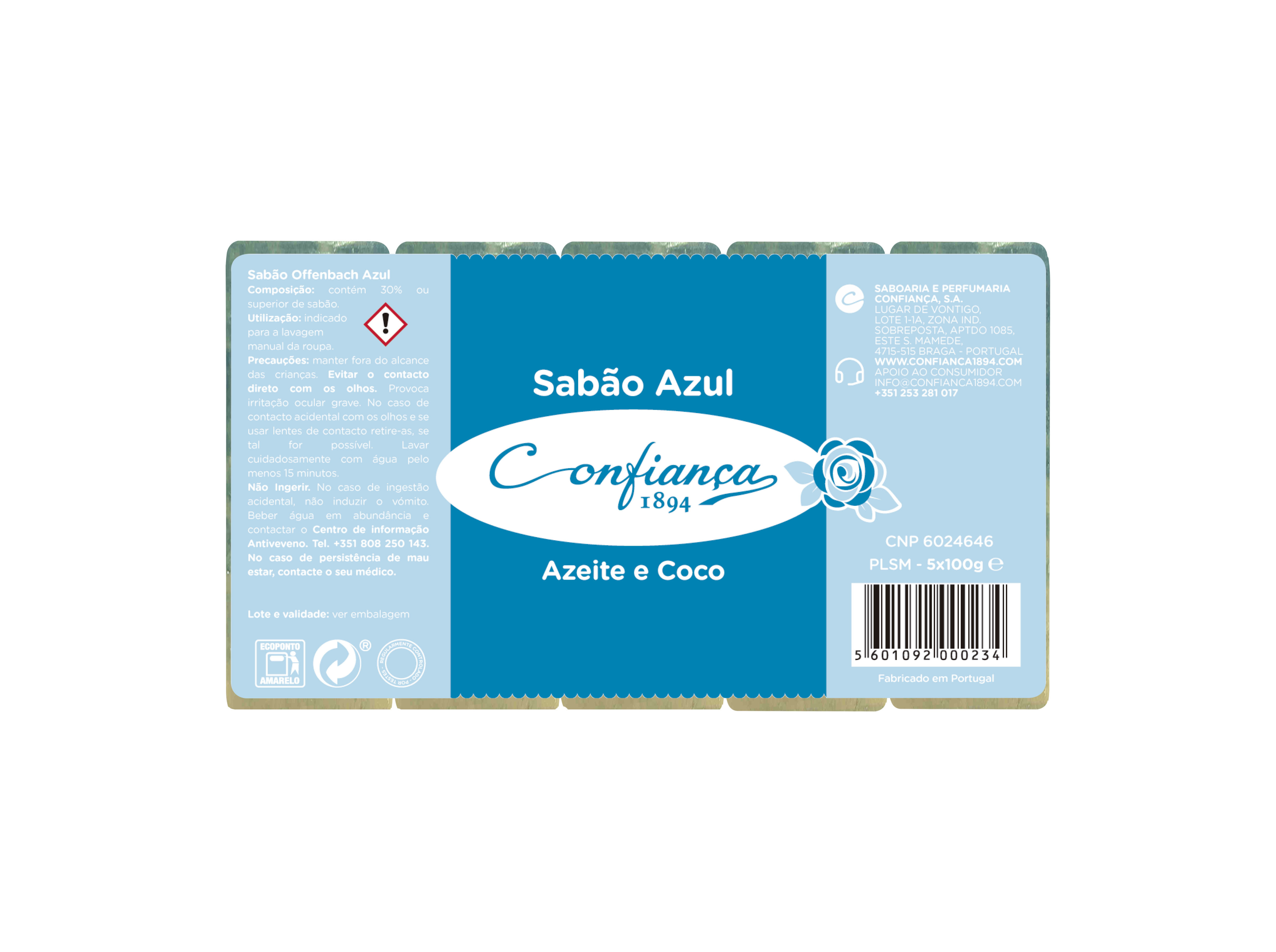 SABÃO CONFIANÇA OFFENBACH AZUL 5 X100G