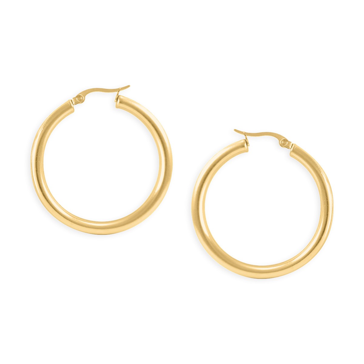Boucles d'oreilles créoles acier plaqué jaune 4 cm