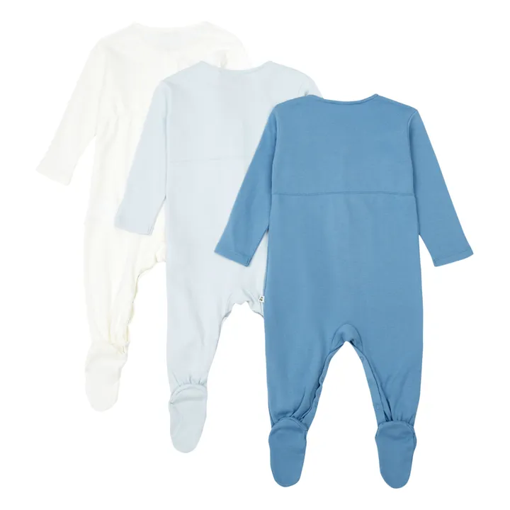 Bonpoint Set 3 Pyjamas à Pieds Coton Bio Cosima | Bleu