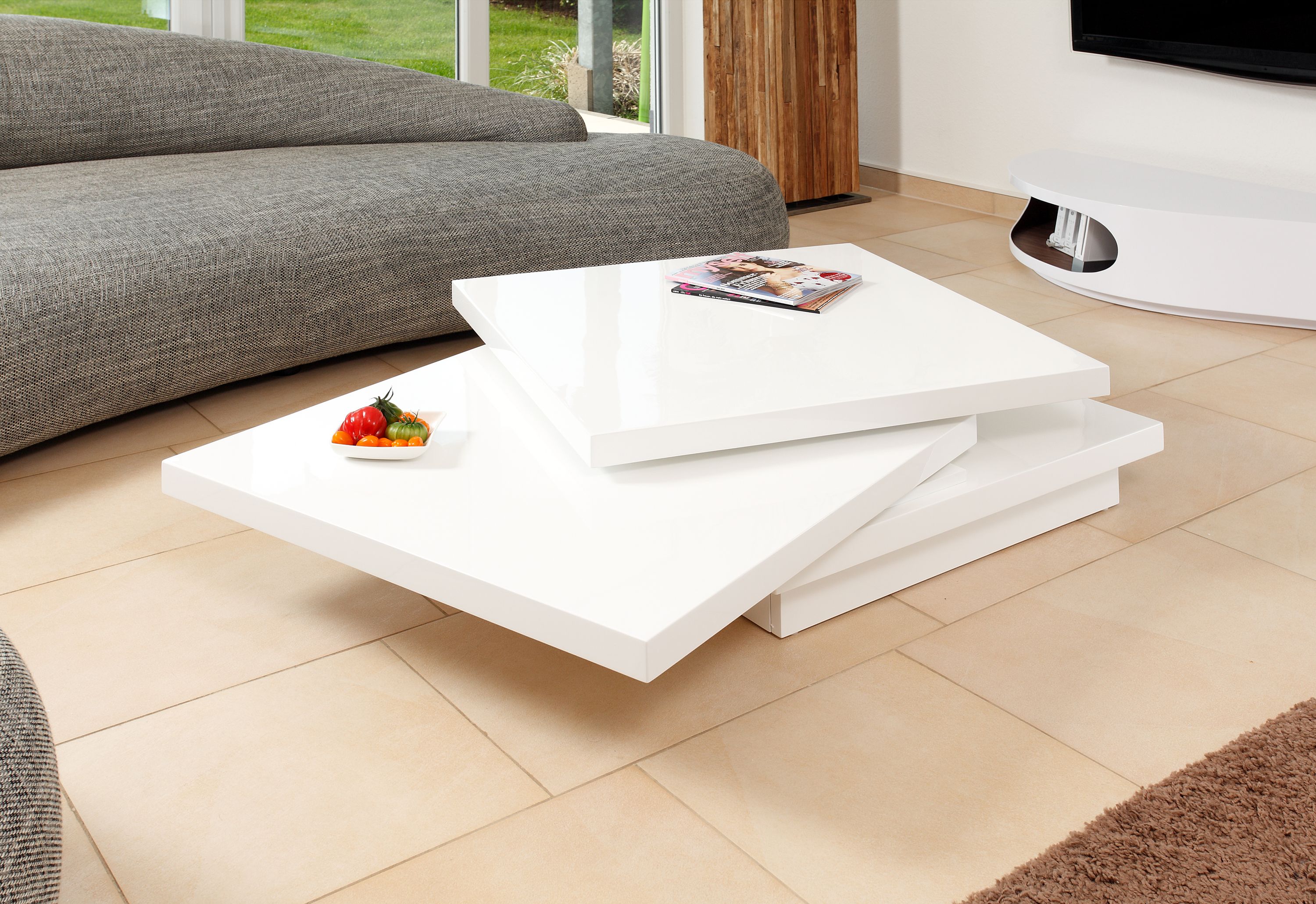 Couchtisch 120x80 hochglanz Beistelltisch Sofatisch Wohnzimmertisch Tisch weiß