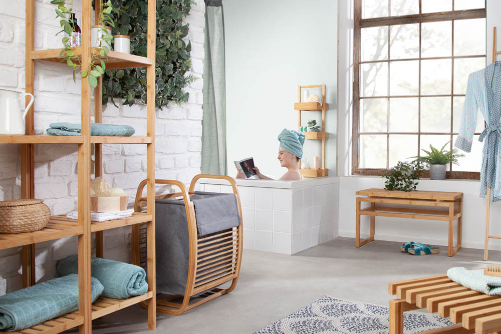 Design Regal LAGOON SPA 145cm Bambusholz vier Fächer Badregal