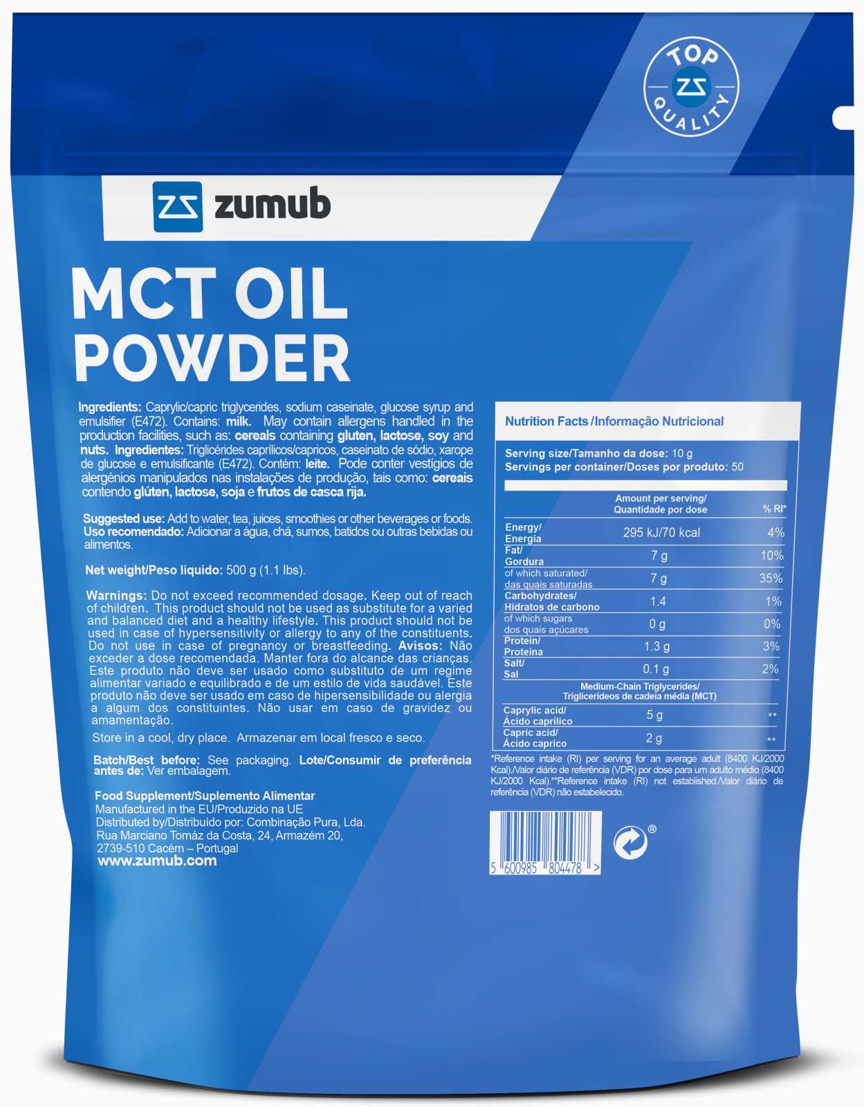 Óleo MCT em pó Zumub 250g