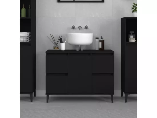 Meuble d'évier noir 80x33x60 cm bois d'ingénierie