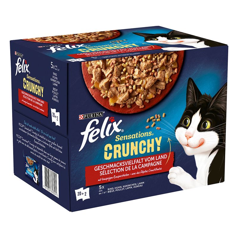 Felix Sensations Crunchy Crumbles 20 x 85 g + 2 x 40 g de pépites