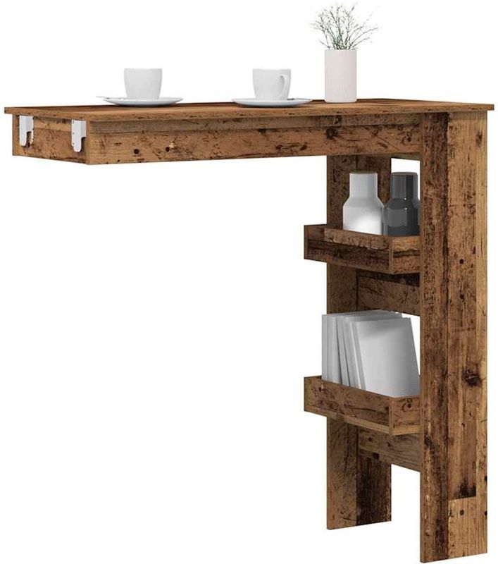 vidaXL Bartafel - Wandgemonteerd - Oud Hout - Bewerkt Hout