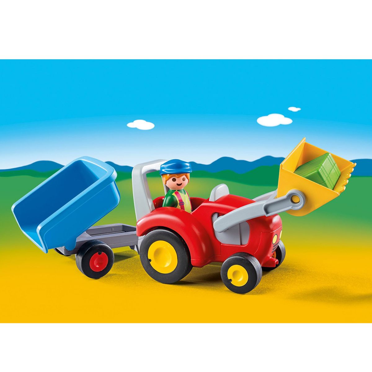 Fermier avec tracteur et remorque Playmobil 1.2.3 : 6964