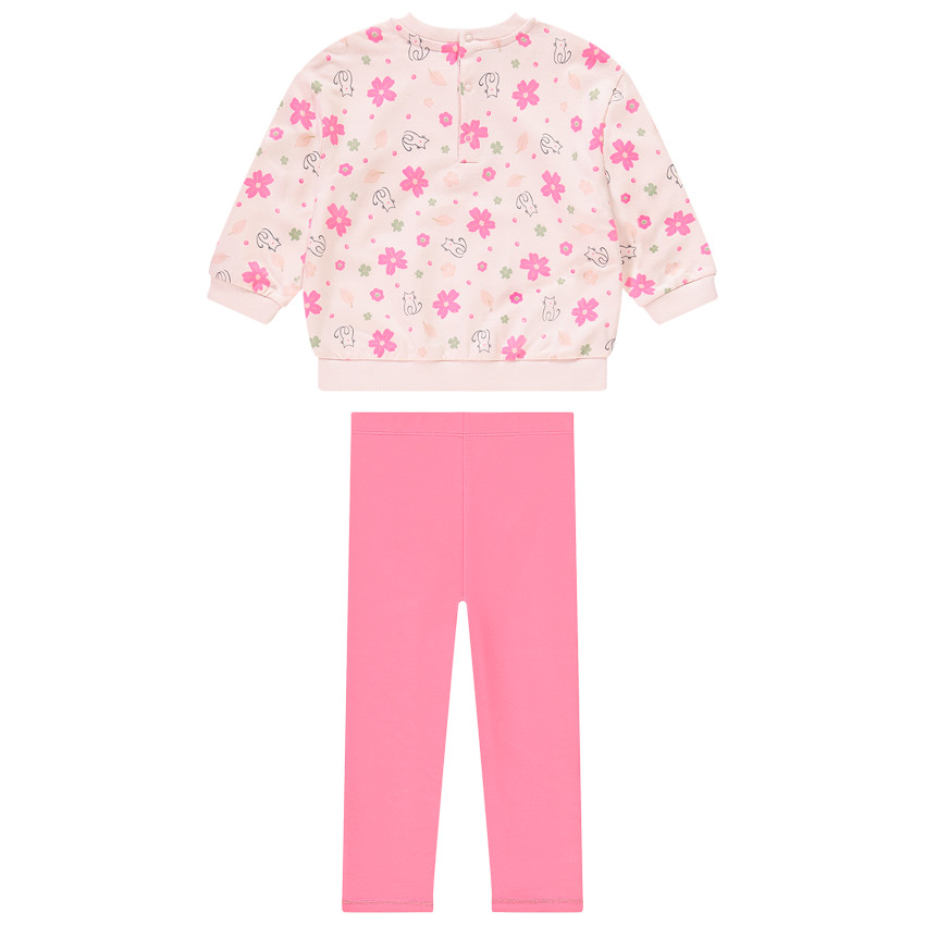 Ensemble en molleton sweat imprimé + caleçon uni pour bébé fille
