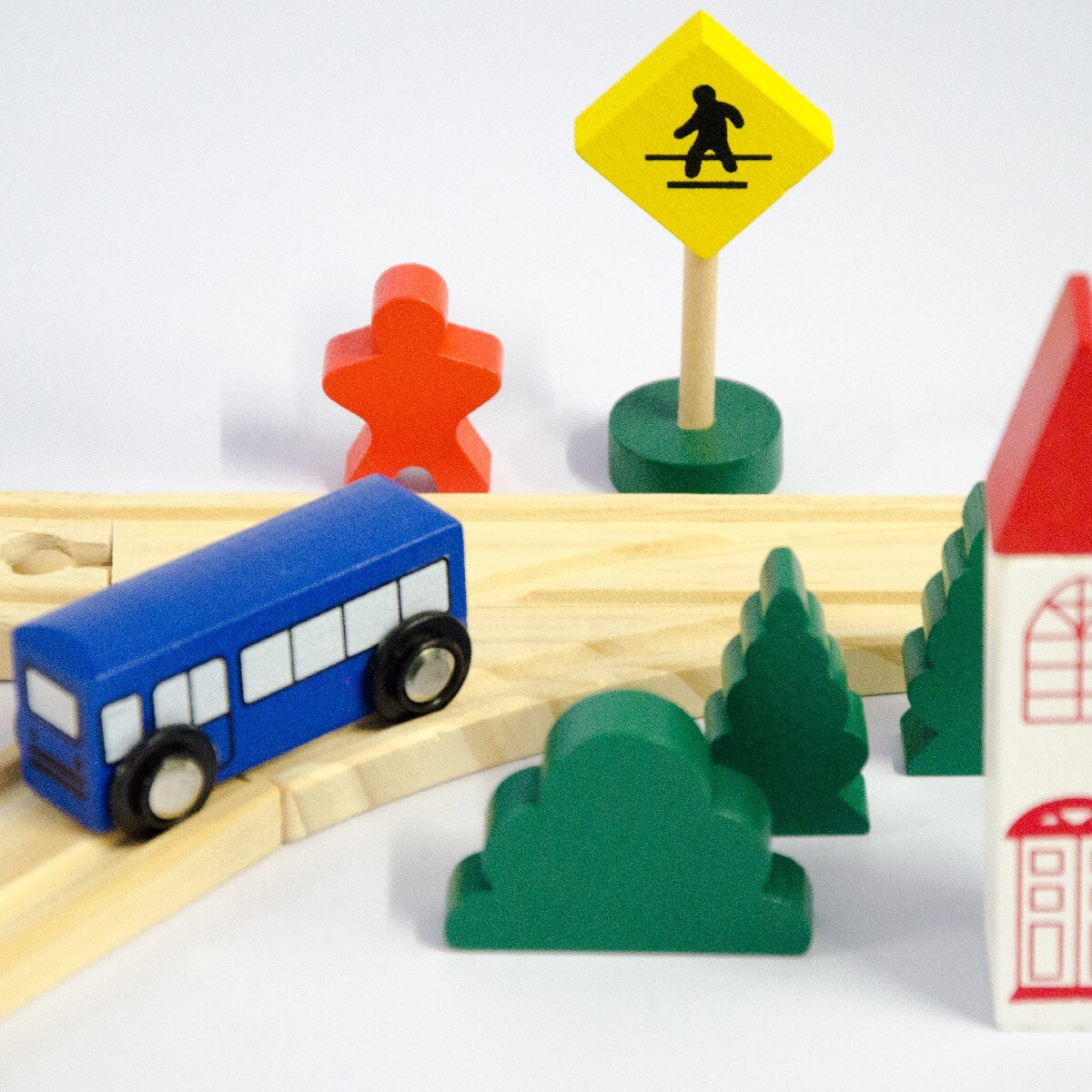 96 Teile XXL Holzeisenbahn Set - 6m Schienen - Holz Eisenbahn Kinder Spielzeug