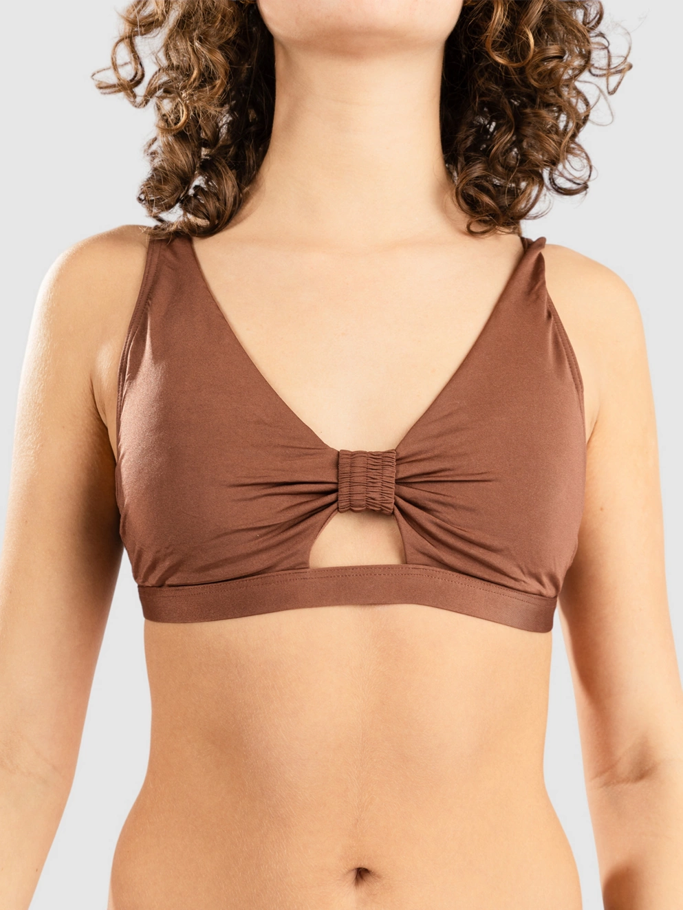Roxy Silky Island Elongated Bra Bikini Top root beer