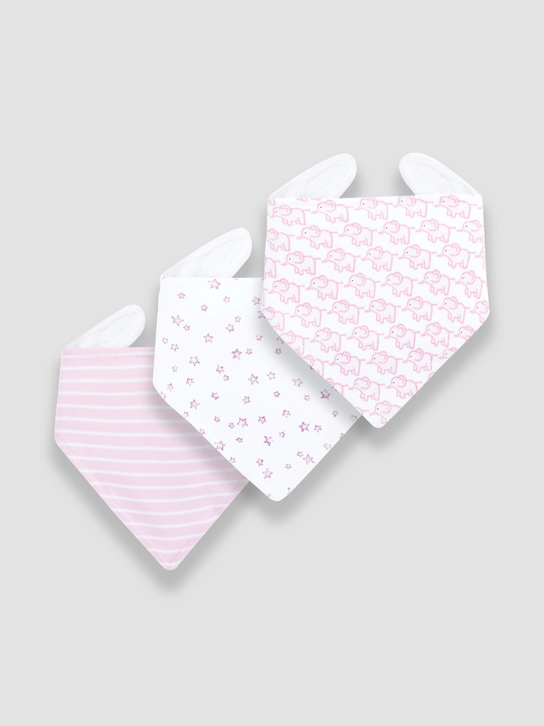 Babyroze - JoJo Maman Bébé - 3 Katoenen babyslabbetjes