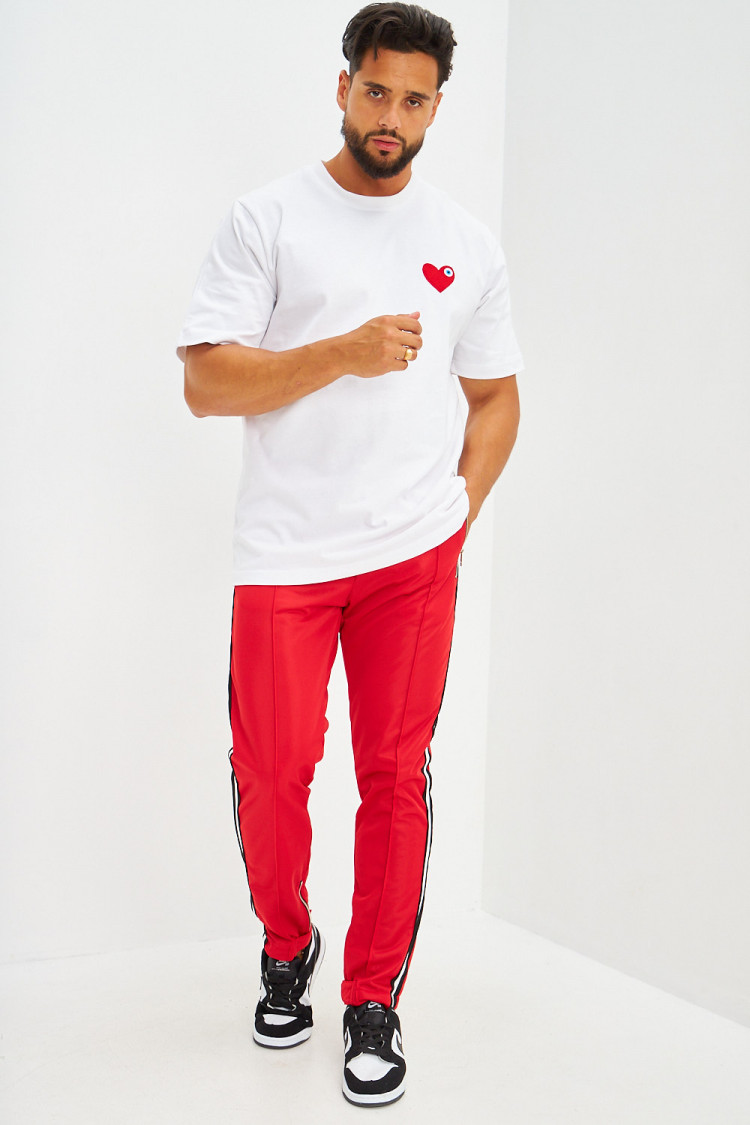 Jogging bandes latérales fermetures éclair rouge
