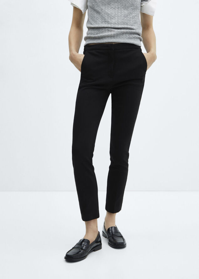 MANGO Crop skinny trousers Black