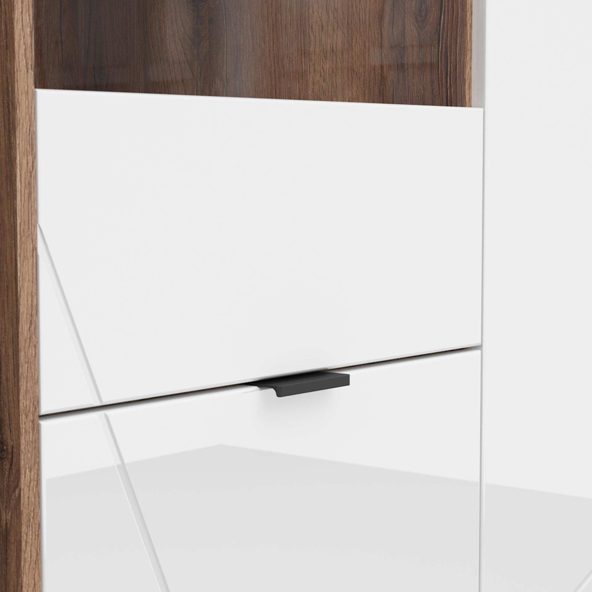 Highboardvitrine - Delano Eiche-weiß - 3 Türen - 94 cm