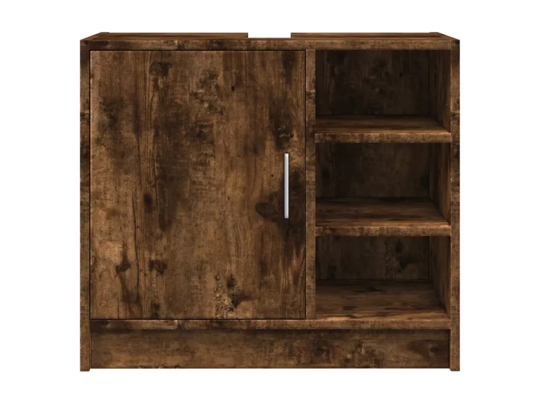 Armoire de lavabo chêne fumé 63x29x55 cm bois d'ingénierie