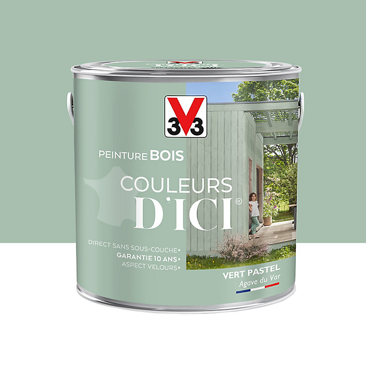 Peinture extérieure bois Couleurs d'ici vert pastel Velours V33 2L