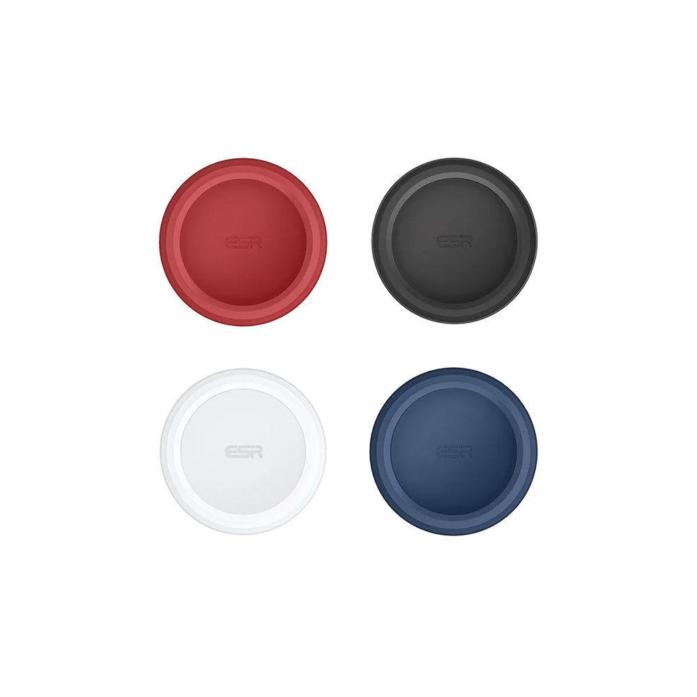 (4er Set) ESR - Apple AirTag Stick-On Silikon Case Hülle - Schwarz / Weiss / Blau / Rot