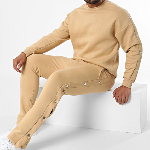 Ensemble Sweat Crewneck Et Pantalon Jogging LL716 Beige