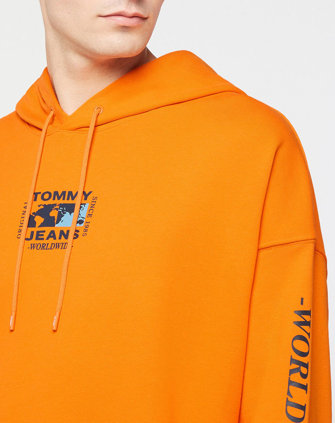 Tommy Jeans Sweat en Coton Bio Abstract Globe orange