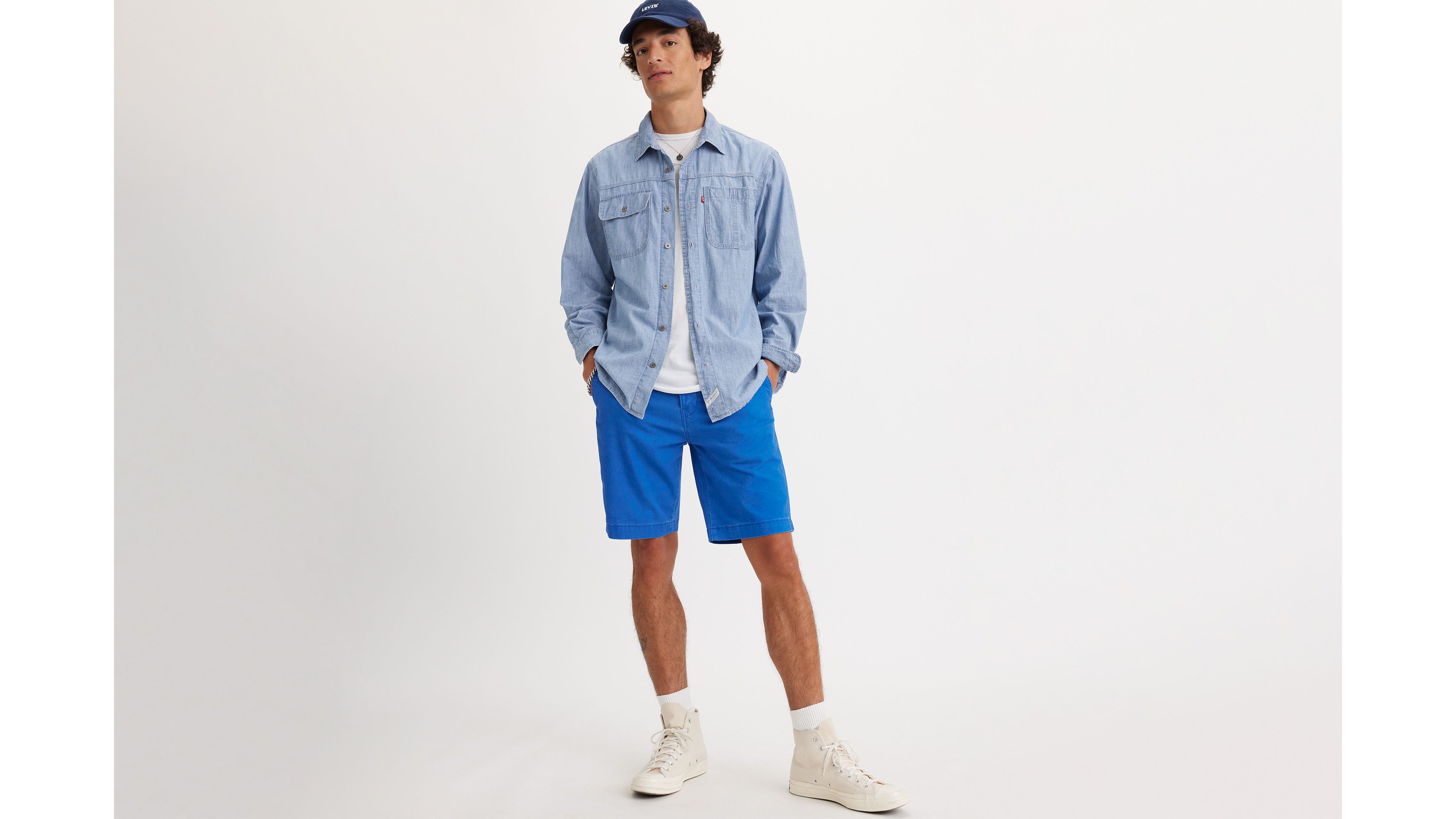 Short XX chino Standard fuselé - Beaucoup Blue Stretch Canvas - Bleu