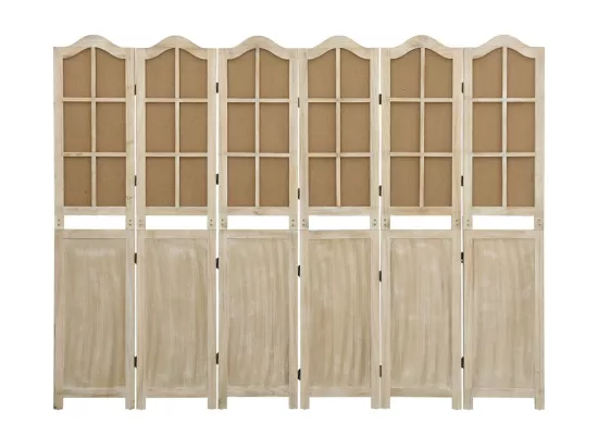 Cloison de séparation 6 panneaux Marron 214x165 cm Tissu