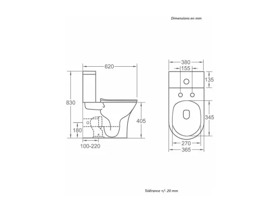 Toilette WC à poser CIPOLI en céramique beige mat