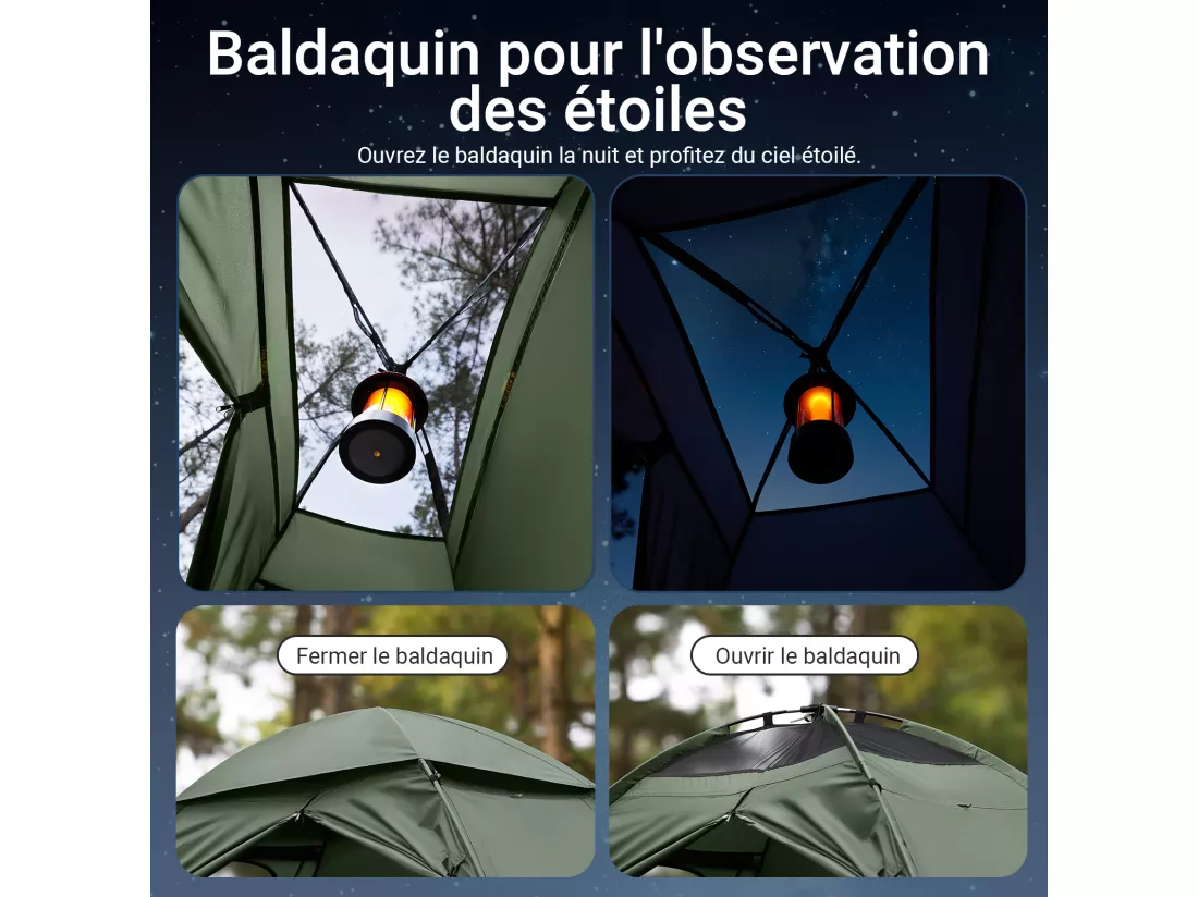 SoBuy Tente de Camping 4 en 1 Pliable Lit Surélevé, Toit, Sac de Couchage, Matelas Gonflable -1 Personne - Idéal pour Randonnée, Festival et Plein Air, OGS32-GR