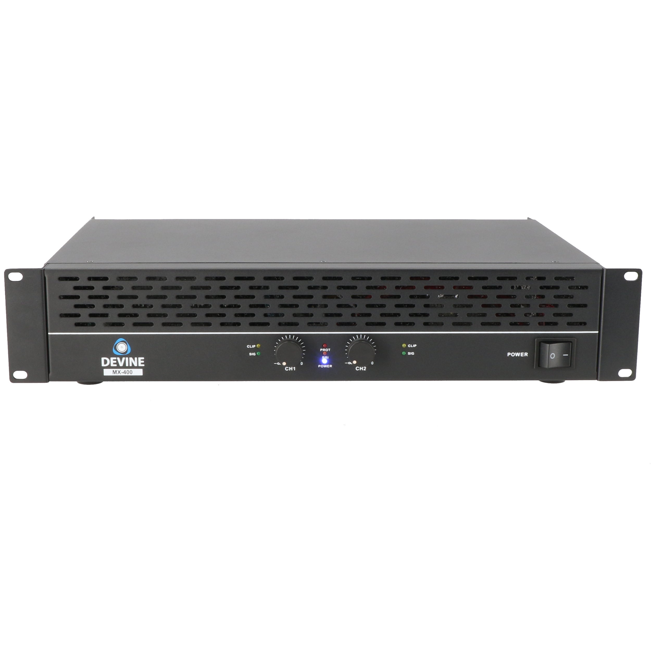 Devine MX-400 2-kanaals PA-eindversterker 2x 200W @ 8 Ohm