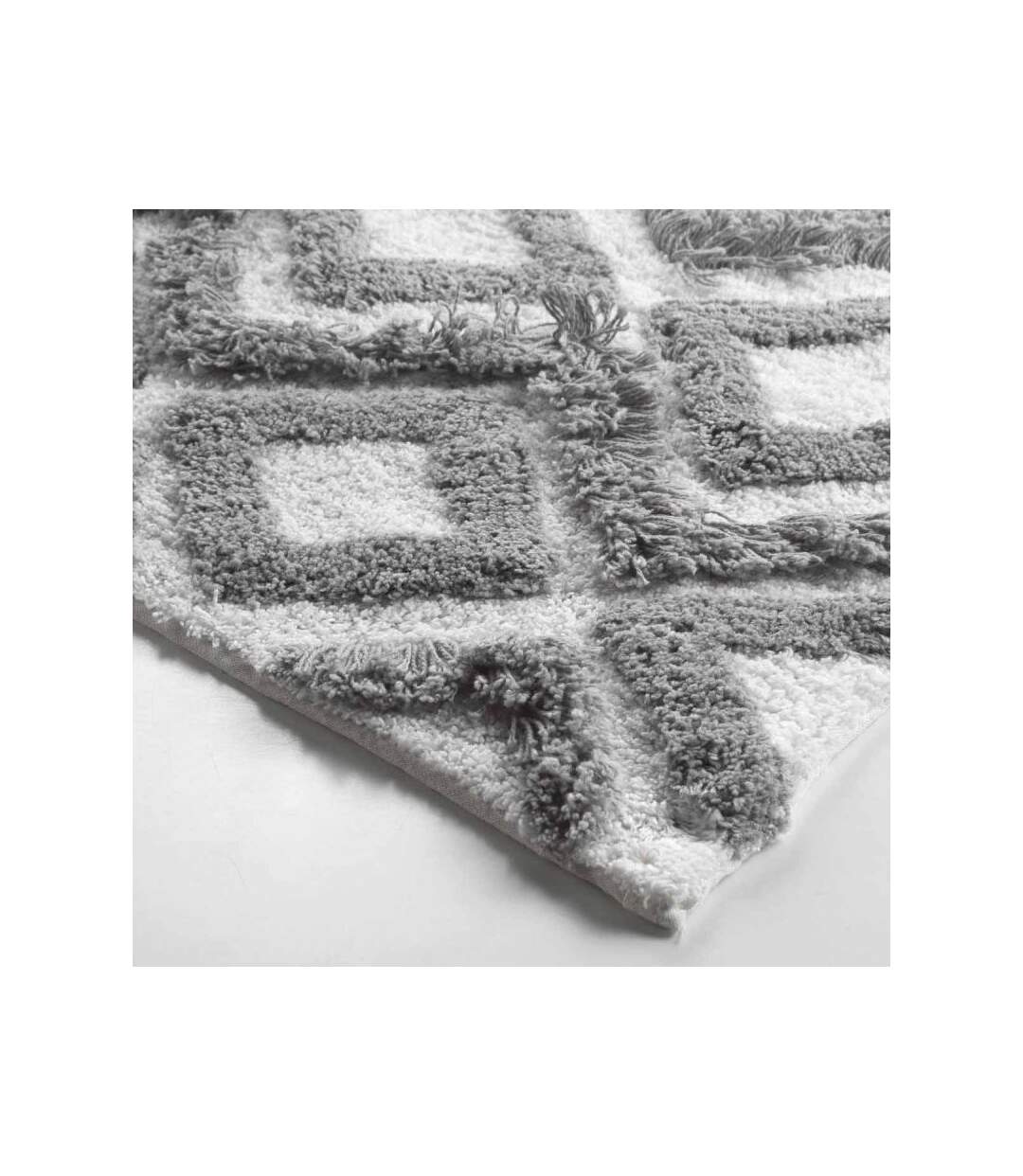 Tapis de Salle de Bain Ikatis 50x80cm Blanc & Gris