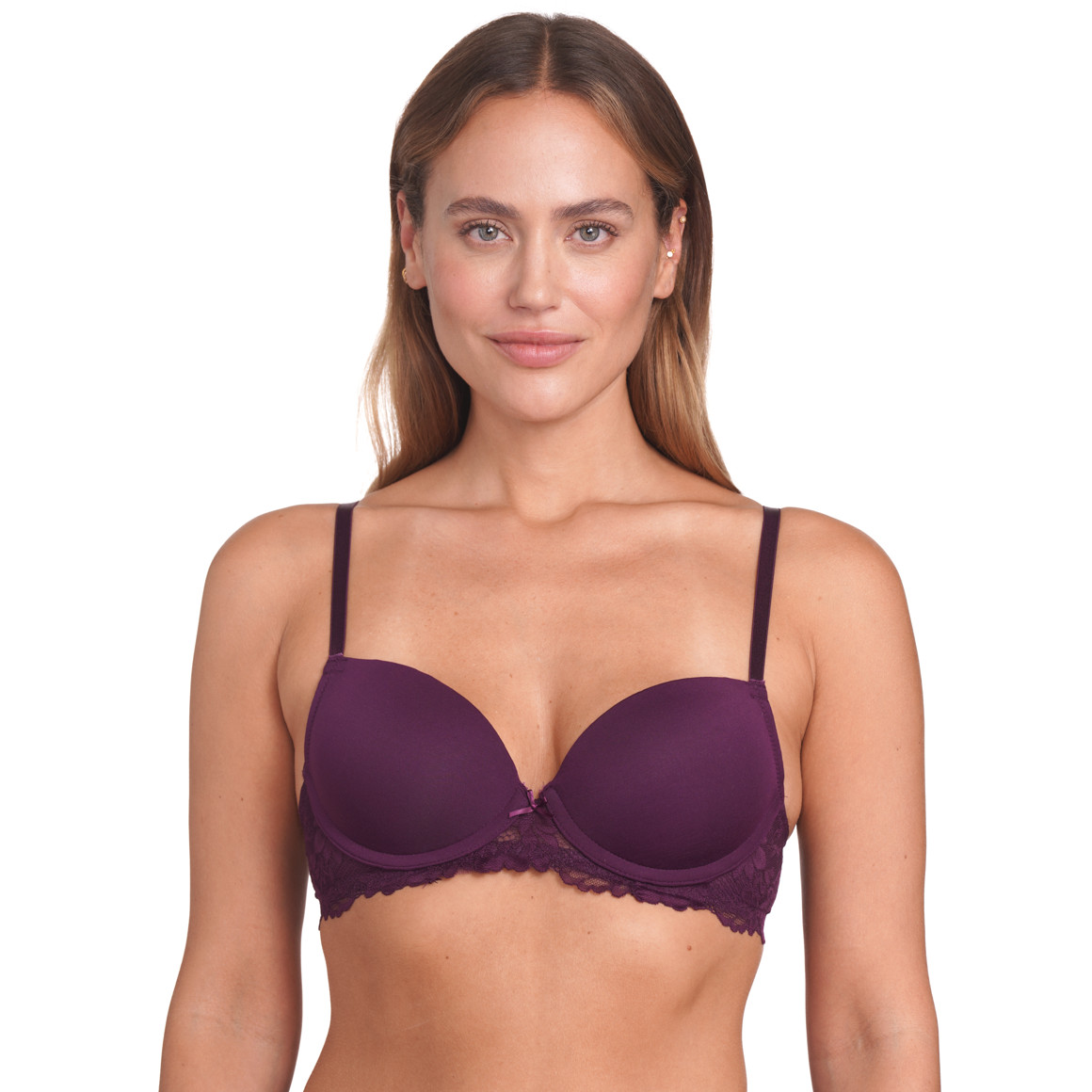 Gina Benotti 2 Damen Bügel-BHs mit Spitze rosa / dunkellila