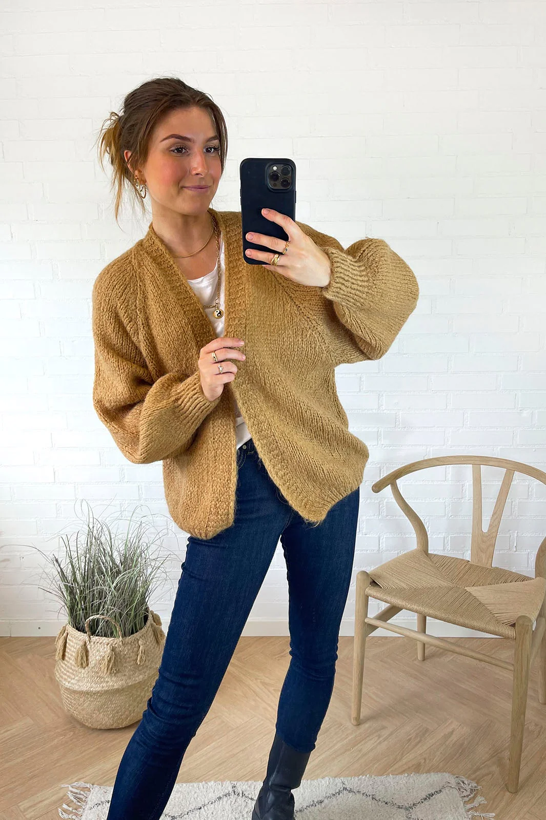 Noella Fora Knit Cardigan camel