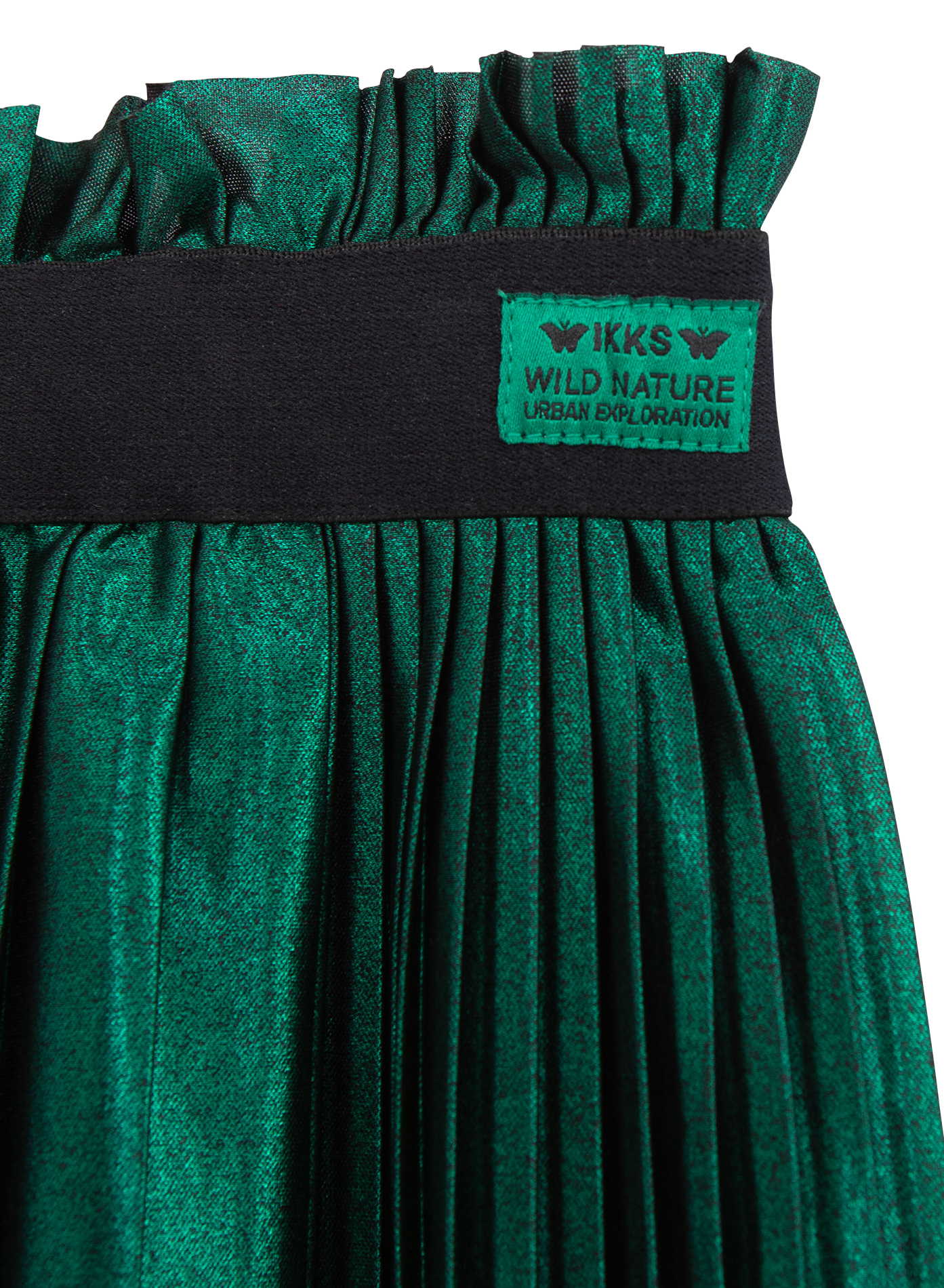 Jupe midi satinée évasée | Vert