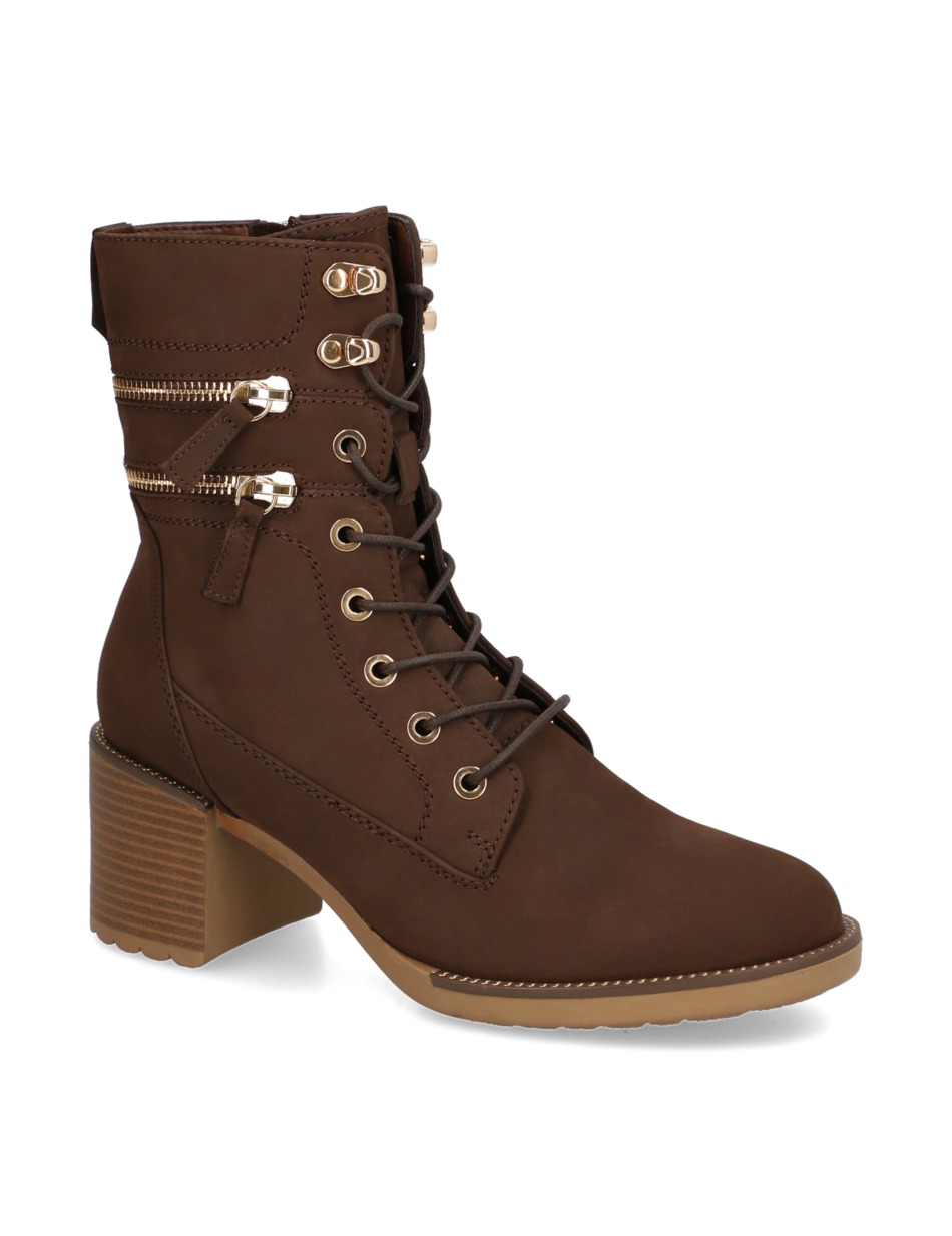 Nubukleder Schnürstiefelette