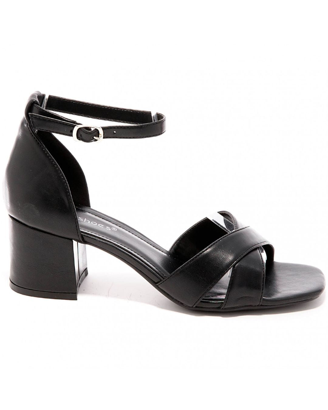 Sandale femme talon carré noir - Flora