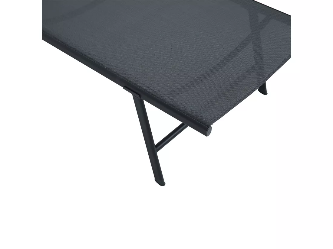Lot de 2 transats inclinables et empilables - Anthracite - SUNNY