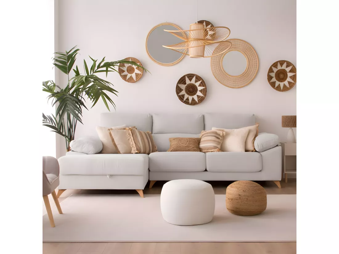 Canapé d'angle textile Beige 295x103