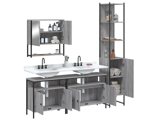 VIDAXL - Ensemble de meubles de salle de bain 4 pcs sonoma gris