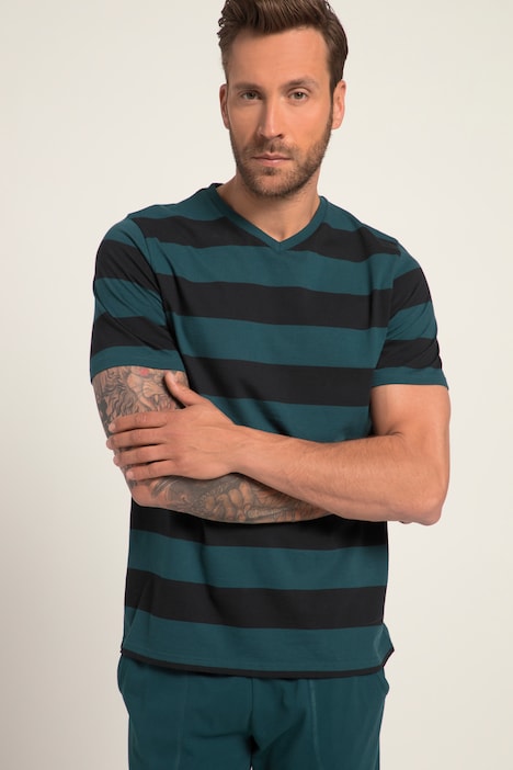 Schlafanzug, Homewear, OEKO-TEX, Zweiteiler, T-Shirt mit Ringeln, lange Hose